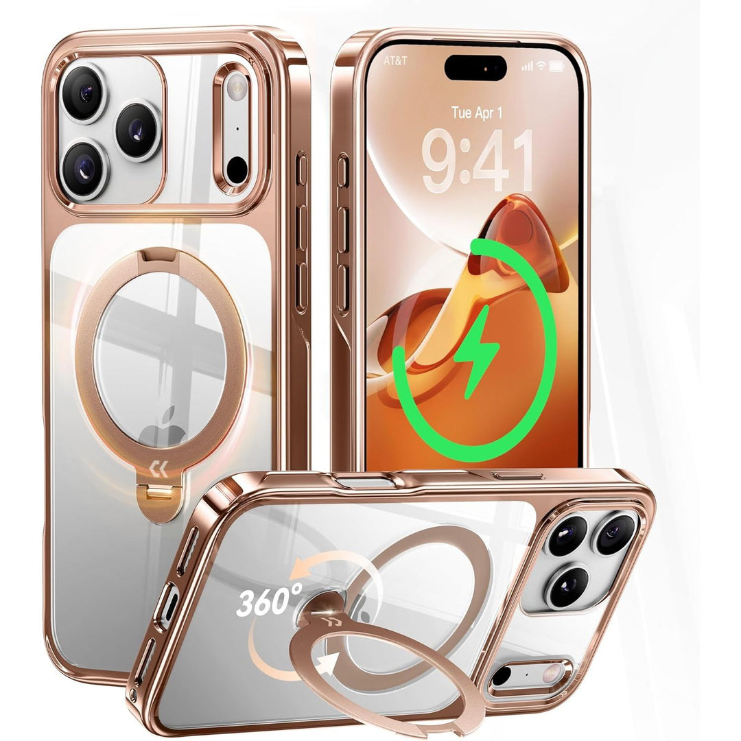 CASEKOO 360° MagSafe Clear Stand Case for iPhone 17 Pro Max