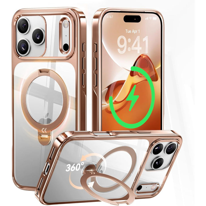 CASEKOO 360° MagSafe Clear Stand Case for iPhone 17 Pro Max