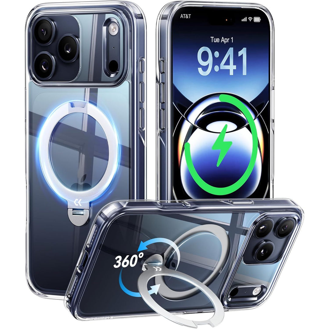 CASEKOO 360° MagSafe Clear Stand Case for iPhone 17 Pro Max