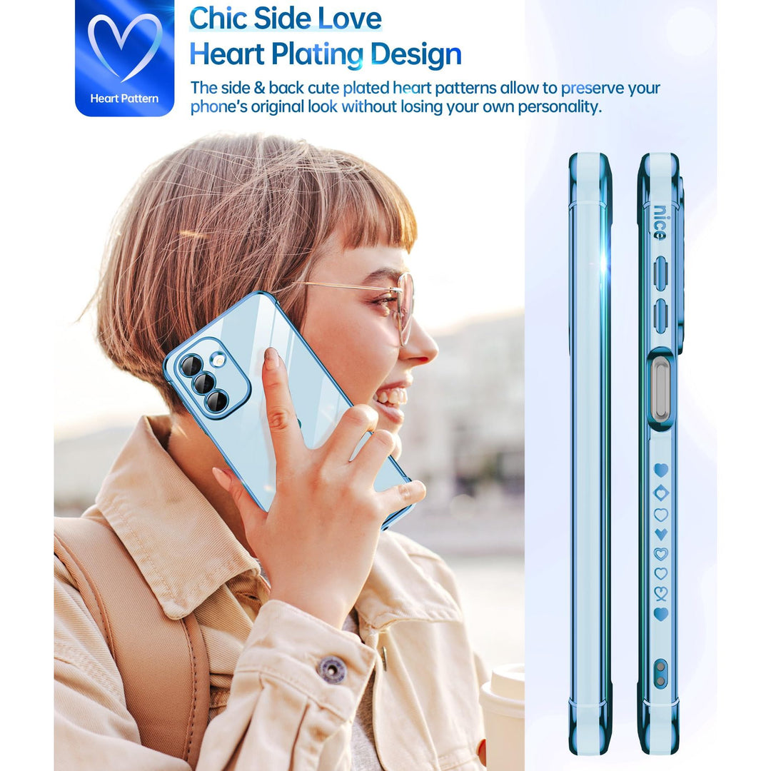 LeYi for Samsung Galaxy A15 5G Case: with Tempered Glass Screen Protector [2 Pcs]+ Full Camera Lens Protection,Love Heart Plating Girly Cute Luxury Shockproof Case, Cute Present for Mom, Dark Purple - DOKUTRONIX