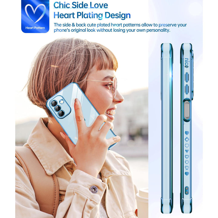 LeYi for Samsung Galaxy A15 5G Case: with Tempered Glass Screen Protector [2 Pcs]+ Full Camera Lens Protection,Love Heart Plating Girly Cute Luxury Shockproof Case, Cute Present for Mom, Dark Purple - DOKUTRONIX