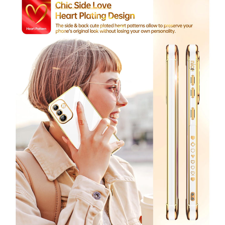 LeYi for Samsung Galaxy A15 5G Case: with Tempered Glass Screen Protector [2 Pcs]+ Full Camera Lens Protection,Love Heart Plating Girly Cute Luxury Shockproof Case, Cute Present for Mom, Dark Purple - DOKUTRONIX