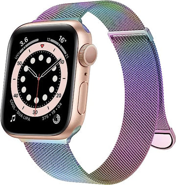 Marge Plus Stainless Steel Mesh Loop Apple Watch Band - Rainbow