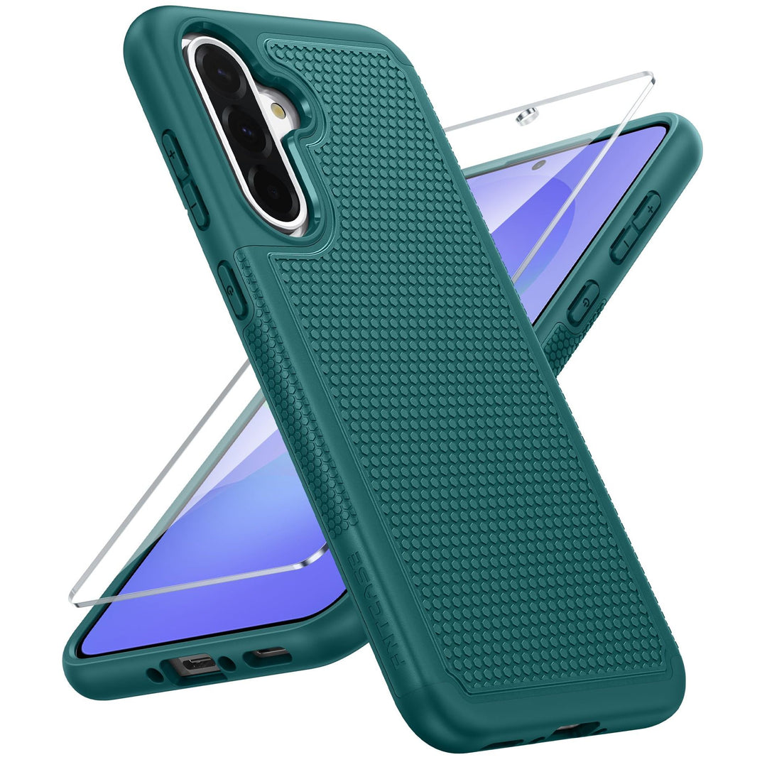 FNTCASE for Samsung Galaxy A14 5G Case: Dual Layer Protective Heavy Duty Cell Phone Cover Shockproof Rugged with Non Slip Textured Back - Military Protection Bumper Tough - 2023, 6.6inch (Matte Black) - DOKUTRONIX