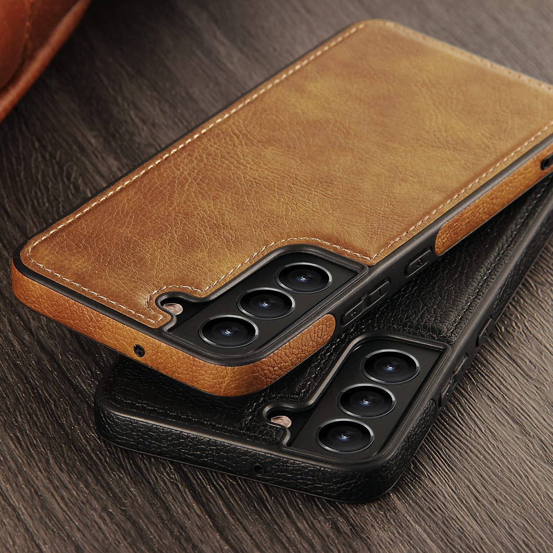 Galaxy S22 5G Leather Case - Luxury Business Design (Brown) - DOKUTRONIX
