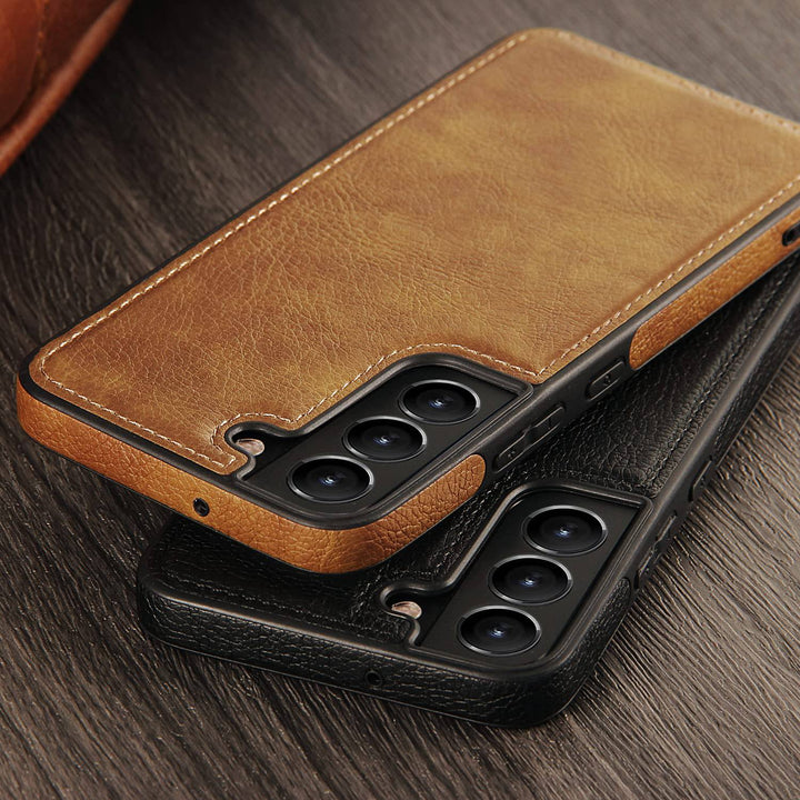 Galaxy S22 5G Leather Case - Luxury Business Design (Brown) - DOKUTRONIX