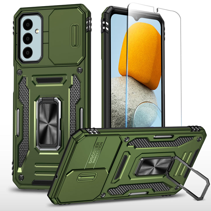 SunStory Phone Case for Samsung Galaxy A15 5G Case with HD Screen Protector & Slide Camera Cover & Rotated Ring Kickstand, [Military-Grade] Phone Case for Galaxy A15 5G (Red) - DOKUTRONIX