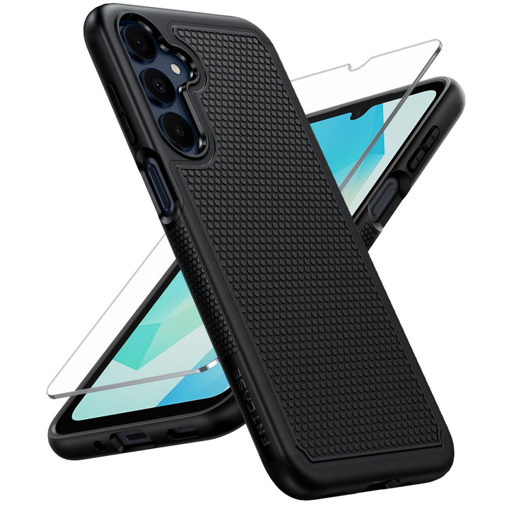 FNTCASE for Samsung Galaxy A14 5G Case: Dual Layer Protective Heavy Duty Cell Phone Cover Shockproof Rugged with Non Slip Textured Back - Military Protection Bumper Tough - 2023, 6.6inch (Matte Black) - DOKUTRONIX