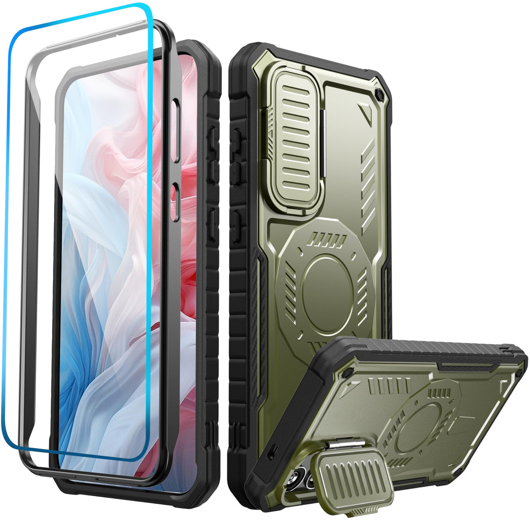 FITO for Samsung Galaxy A15 Case with Screen Protector, Military Grade Shockproof Phone Case with Camera Cover and Kickstand (Black) - DOKUTRONIX