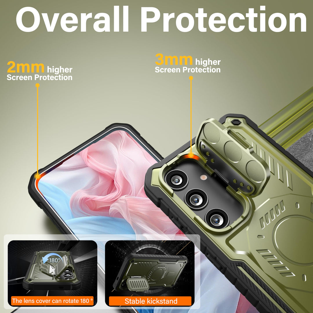 FITO for Samsung Galaxy A15 Case with Screen Protector, Military Grade Shockproof Phone Case with Camera Cover and Kickstand (Black) - DOKUTRONIX