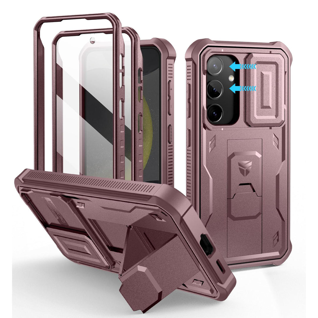 Dexnor for Samsung Galaxy S24 Case with Built-in Slide Camera Cover & Screen Protector & Kickstand, Heavy-Duty Shockproof Rugged Case Full-Body Bumper Protective Cover for Galaxy S24 (2024),Black - DOKUTRONIX