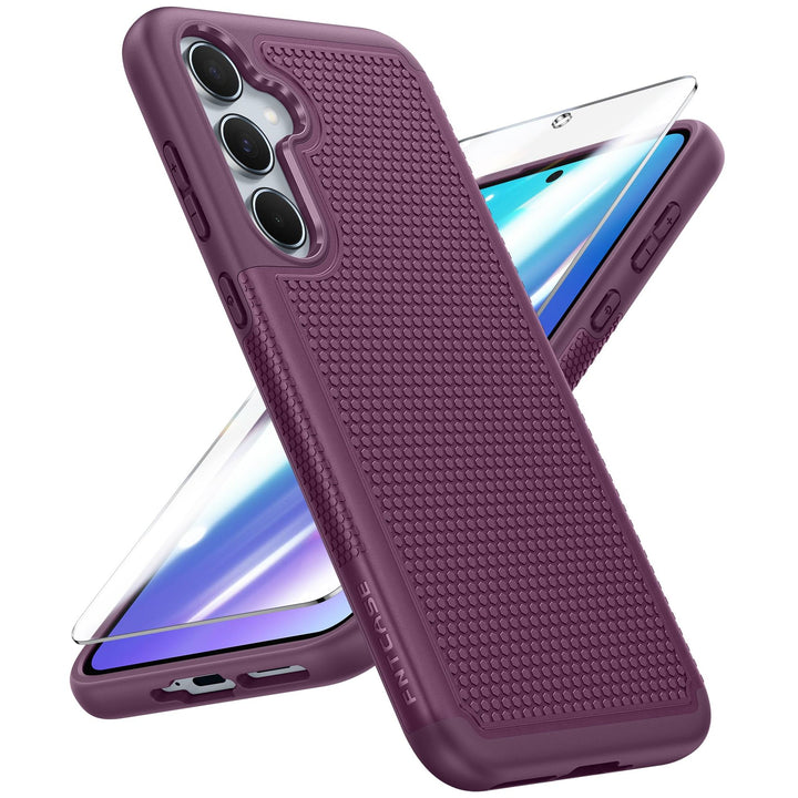 FNTCASE for Samsung Galaxy A14 5G Case: Dual Layer Protective Heavy Duty Cell Phone Cover Shockproof Rugged with Non Slip Textured Back - Military Protection Bumper Tough - 2023, 6.6inch (Matte Black) - DOKUTRONIX