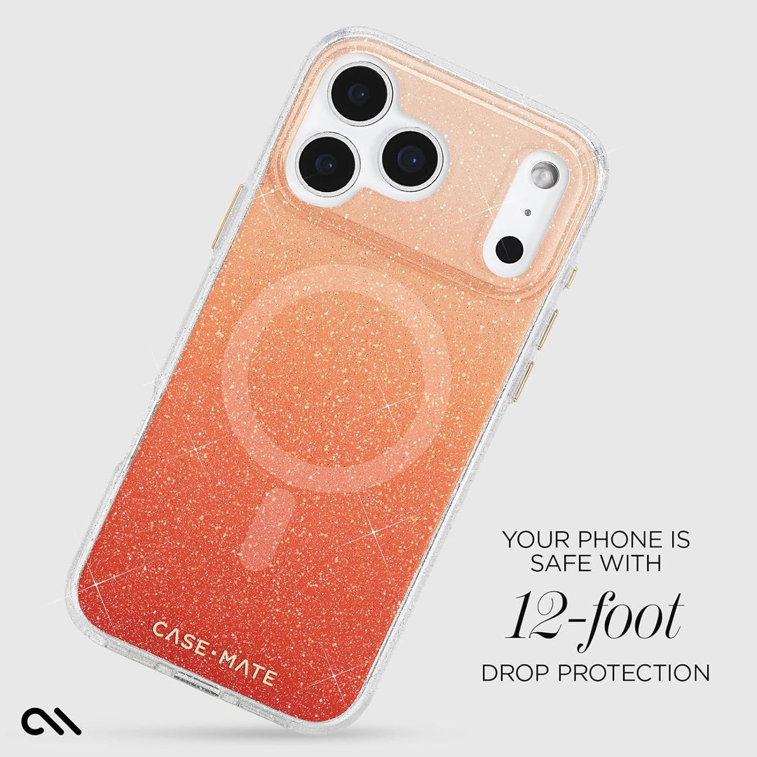 Gold Glitter MagSafe Case for iPhone 17 Pro Max, 12ft Drop