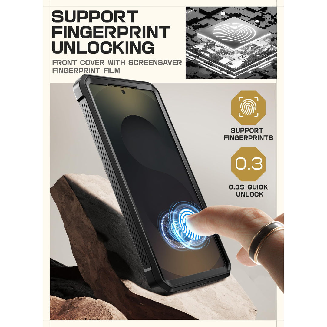 SUPCASE for Samsung Galaxy S25 Ultra Case with Stand (Unicorn Beetle Pro), [2 Front Frames] [Built-in Screen Protector & Belt-Clip] Military-Grade Protection Phone Case for S25 Ultra 6.9 Inch, Black - DOKUTRONIX