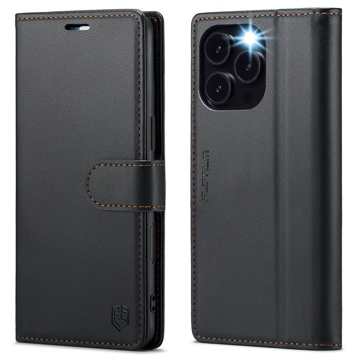 iPhone 16 Pro RFID Wallet Case - Purple Flip Cover