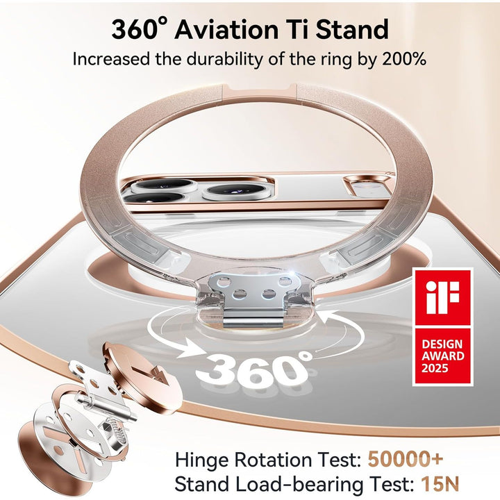 CASEKOO 360° MagSafe Clear Stand Case for iPhone 17 Pro Max