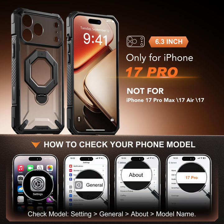 TONGATE 360° MagSafe Armor Case w/ Privacy & Camera Guard