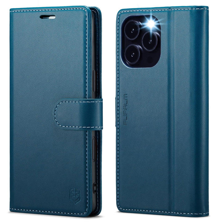 iPhone 16 Pro RFID Wallet Case - Purple Flip Cover