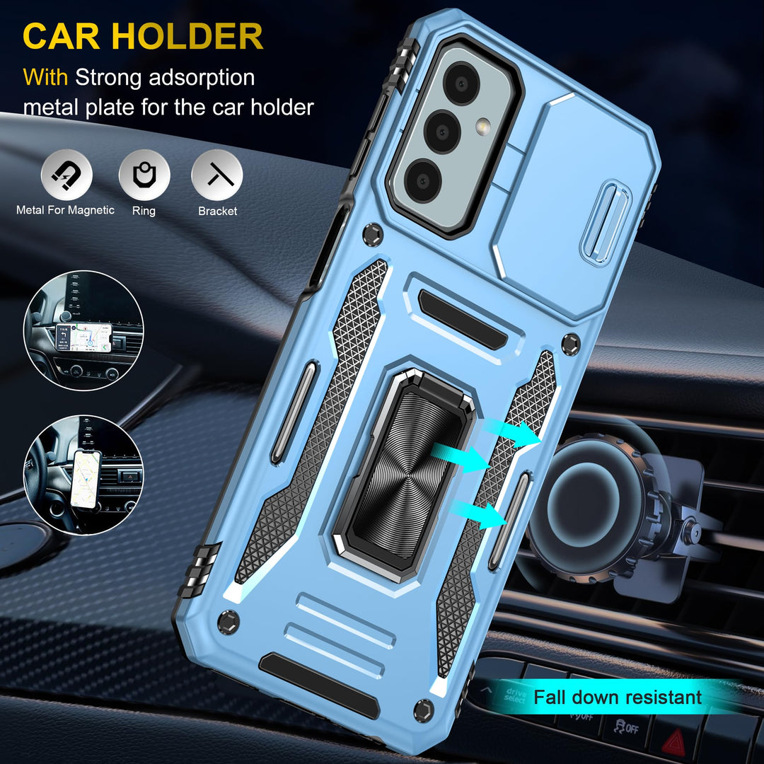 SunStory Phone Case for Samsung Galaxy A15 5G Case with HD Screen Protector & Slide Camera Cover & Rotated Ring Kickstand, [Military-Grade] Phone Case for Galaxy A15 5G (Red) - DOKUTRONIX