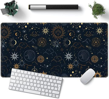 Black Mouse Pads - Celestial Stars and Magic Desk Pad