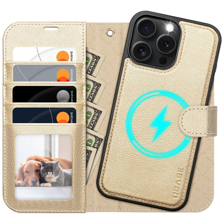 OCASE iPhone 16 Pro Detachable Wallet Case – PU Leather, RFID Blocking (Ice Blue)