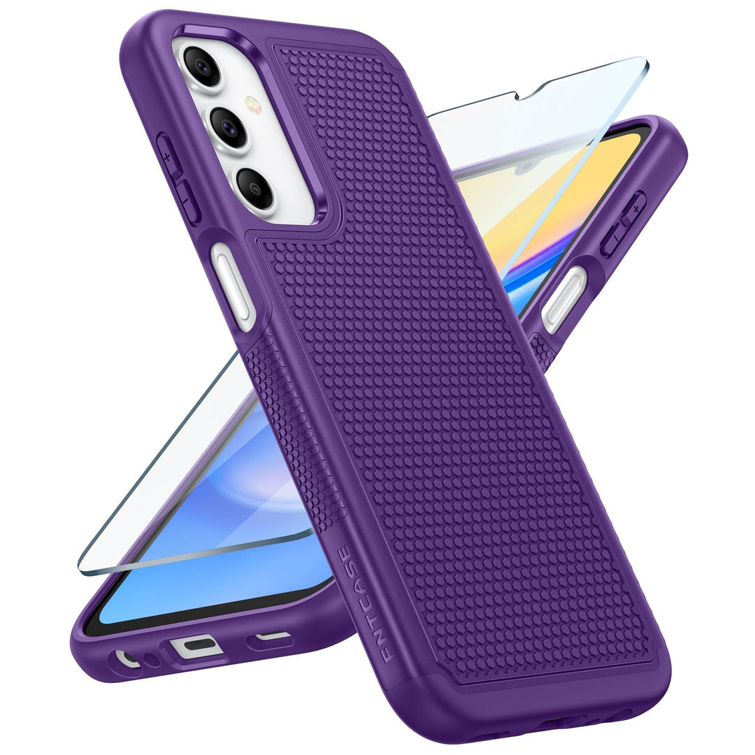 FNTCASE for Samsung Galaxy A14 5G Case: Dual Layer Protective Heavy Duty Cell Phone Cover Shockproof Rugged with Non Slip Textured Back - Military Protection Bumper Tough - 2023, 6.6inch (Matte Black) - DOKUTRONIX