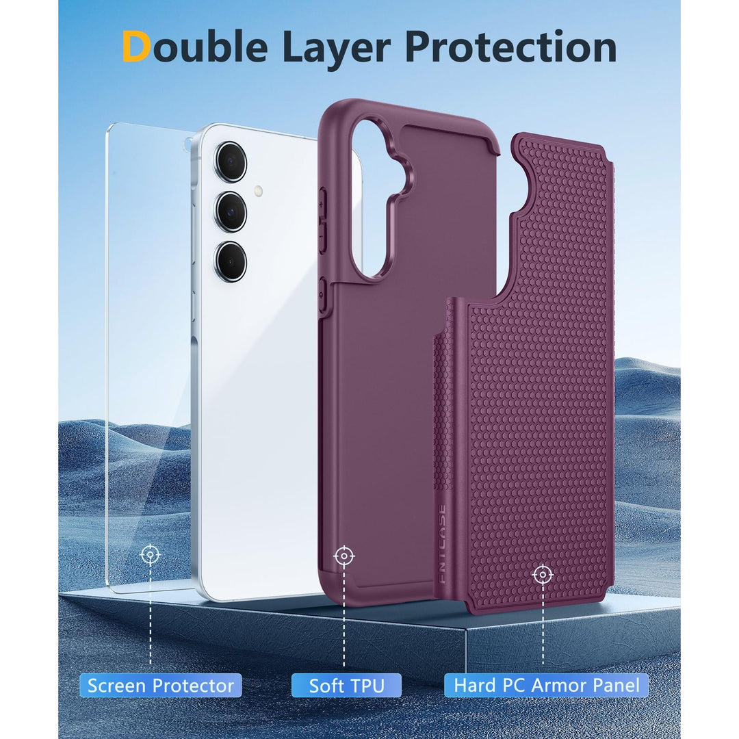 FNTCASE for Samsung Galaxy A14 5G Case: Dual Layer Protective Heavy Duty Cell Phone Cover Shockproof Rugged with Non Slip Textured Back - Military Protection Bumper Tough - 2023, 6.6inch (Matte Black) - DOKUTRONIX