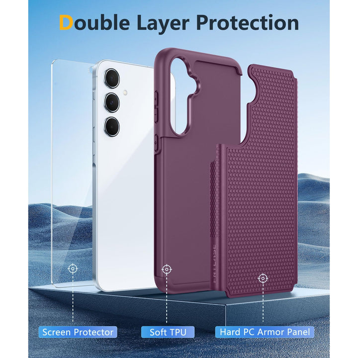 FNTCASE for Samsung Galaxy A14 5G Case: Dual Layer Protective Heavy Duty Cell Phone Cover Shockproof Rugged with Non Slip Textured Back - Military Protection Bumper Tough - 2023, 6.6inch (Matte Black) - DOKUTRONIX