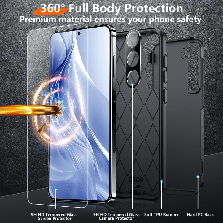 Red2Fire Designed for Samsung Galaxy A16 5G Case, [Military Grade Drop Protection] Non-Slip Heavy Duty Full Body Shockproof Protection Phone Case Galaxy A16 5G Case,Black - DOKUTRONIX