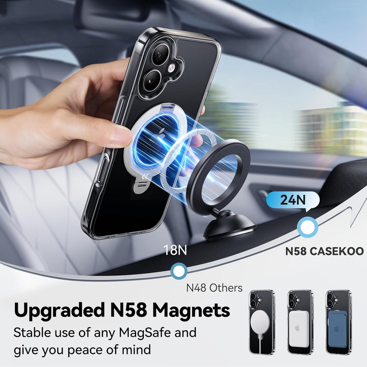 CASEKOO 360° MagSafe Clear Stand Case for iPhone 17 Pro Max