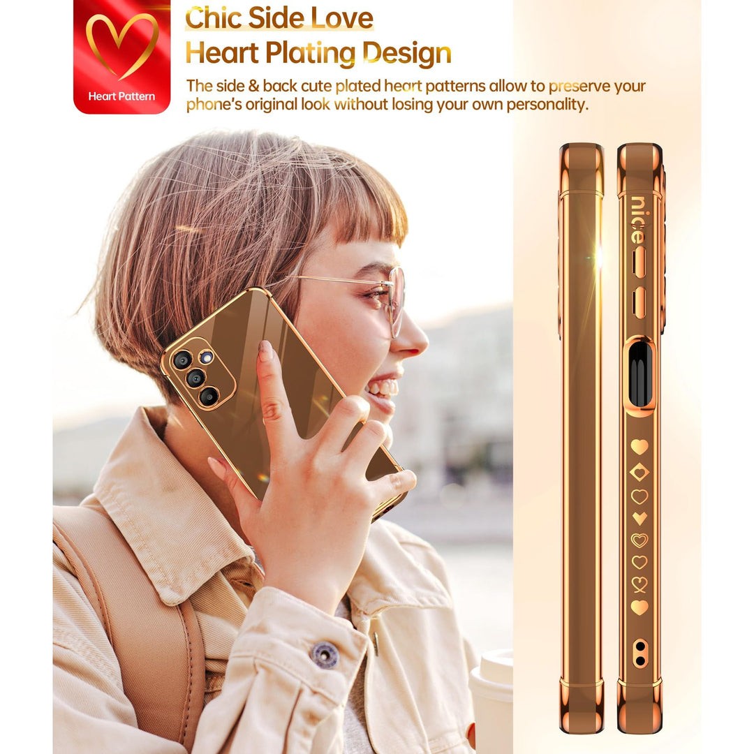 LeYi for Samsung Galaxy A15 5G Case: with Tempered Glass Screen Protector [2 Pcs]+ Full Camera Lens Protection,Love Heart Plating Girly Cute Luxury Shockproof Case, Cute Present for Mom, Dark Purple - DOKUTRONIX