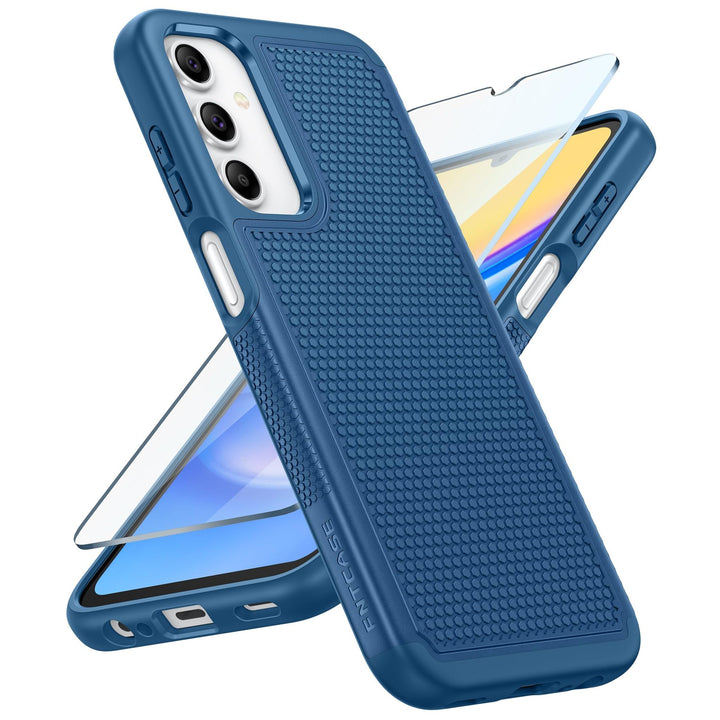 FNTCASE for Samsung Galaxy A14 5G Case: Dual Layer Protective Heavy Duty Cell Phone Cover Shockproof Rugged with Non Slip Textured Back - Military Protection Bumper Tough - 2023, 6.6inch (Matte Black) - DOKUTRONIX