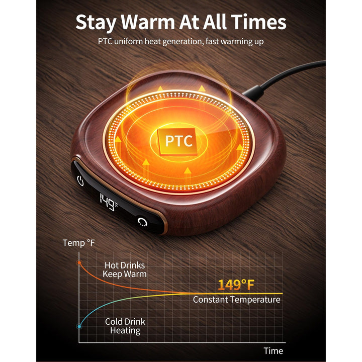 AutoHeat Mug Warmer: 3-Temp Desk & Office Essential