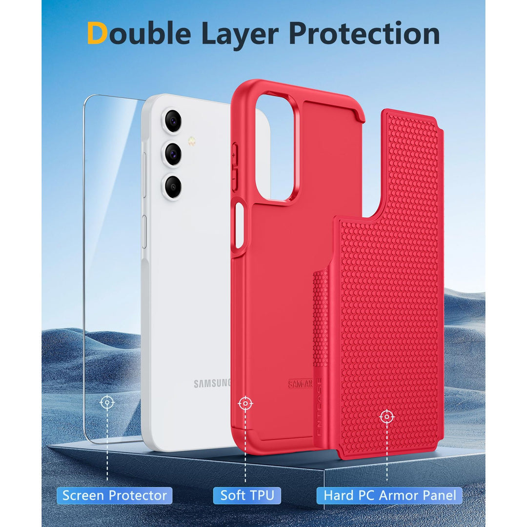FNTCASE for Samsung Galaxy A14 5G Case: Dual Layer Protective Heavy Duty Cell Phone Cover Shockproof Rugged with Non Slip Textured Back - Military Protection Bumper Tough - 2023, 6.6inch (Matte Black) - DOKUTRONIX