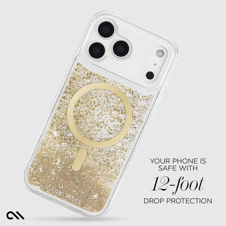 Gold Glitter MagSafe Case for iPhone 17 Pro Max, 12ft Drop
