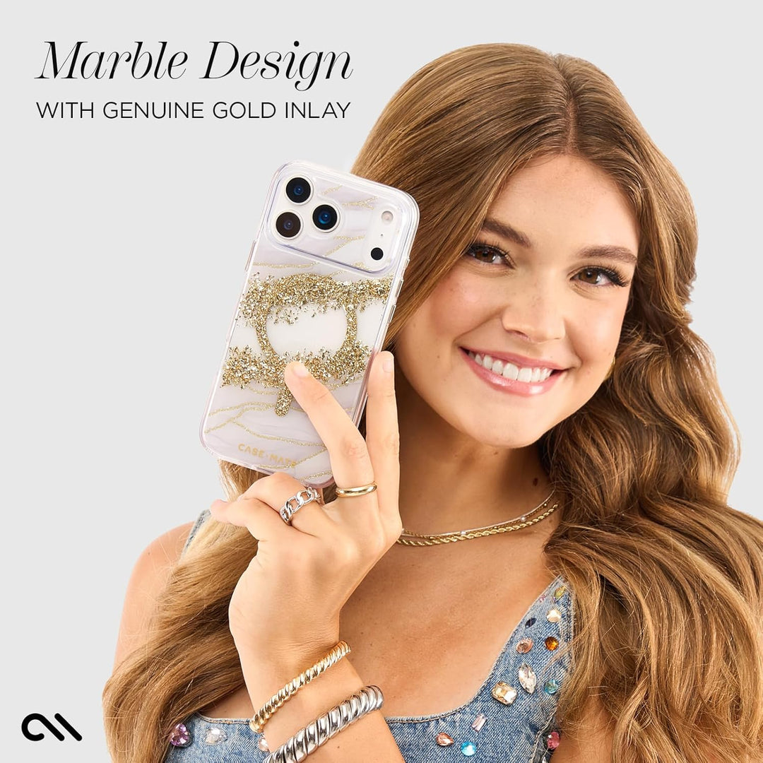 Gold Glitter MagSafe Case for iPhone 17 Pro Max, 12ft Drop