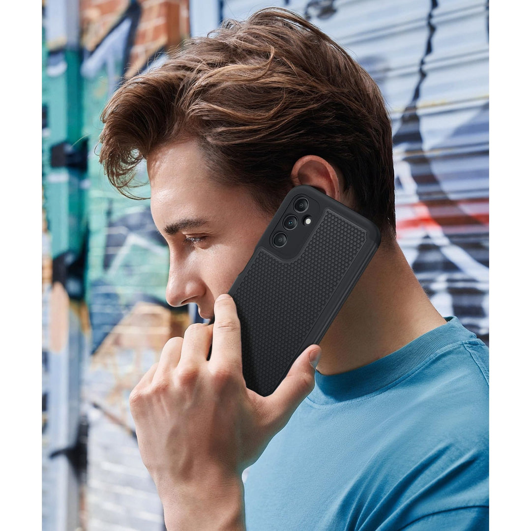 FNTCASE for Samsung Galaxy A14 5G Case: Dual Layer Protective Heavy Duty Cell Phone Cover Shockproof Rugged with Non Slip Textured Back - Military Protection Bumper Tough - 2023, 6.6inch (Matte Black) - DOKUTRONIX