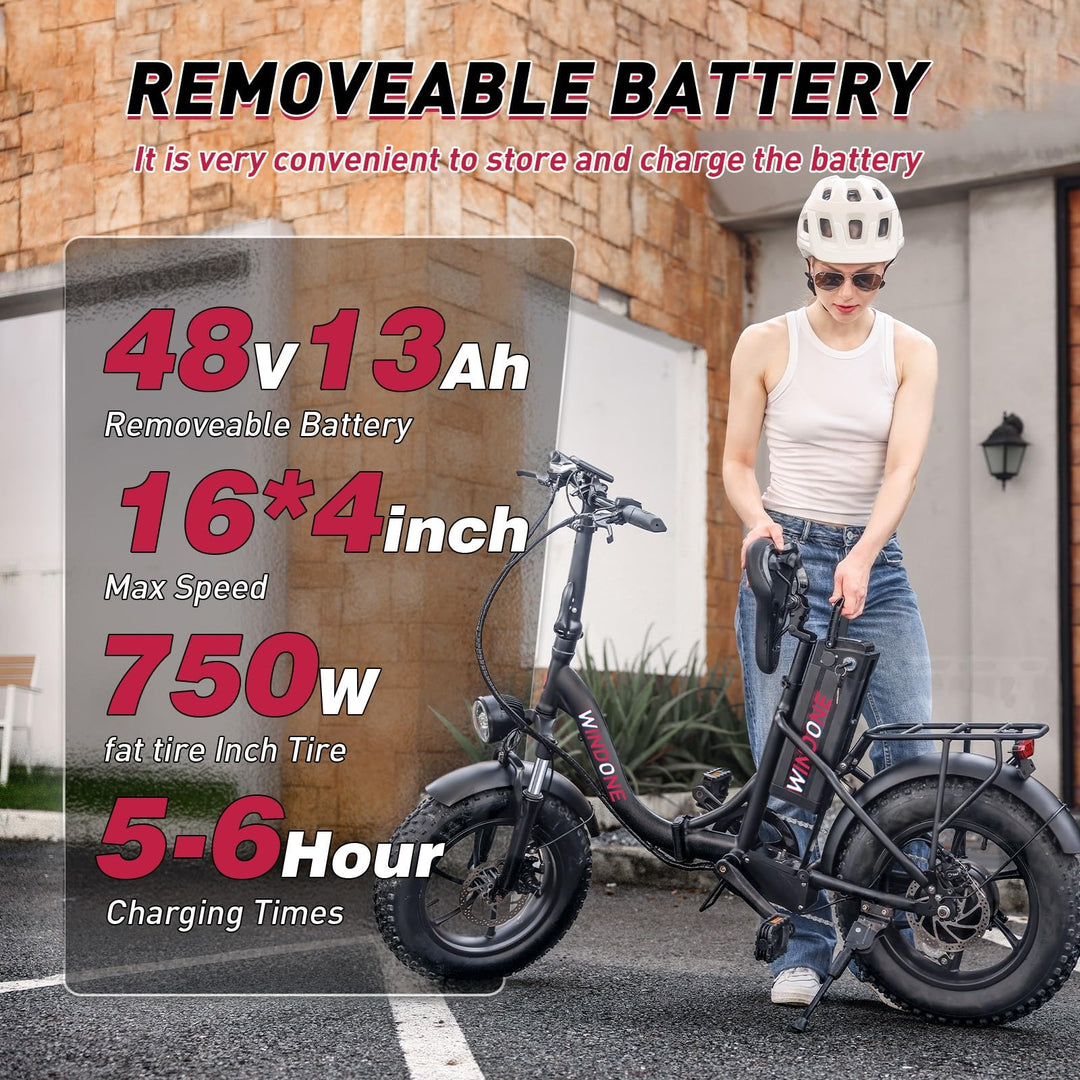 S16/K2 Electric Bike for Adults, Max 22/28MPH Speed & 50 Miles Range (PAS), 750W Peak Motor Ebike with 48V/13Ah Removable Battery, 4.0 Fat Tire and Shock Absorber, UL Certified - DOKUTRONIX