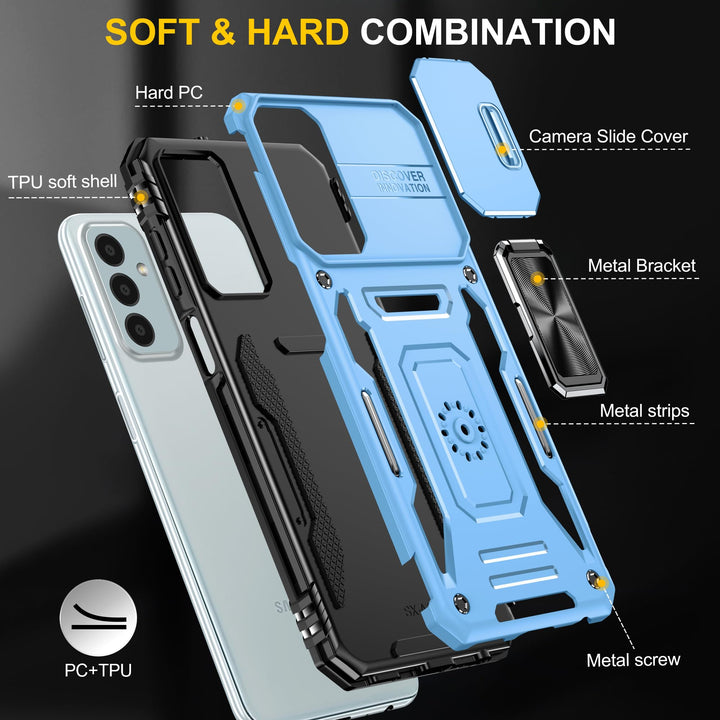 SunStory Phone Case for Samsung Galaxy A15 5G Case with HD Screen Protector & Slide Camera Cover & Rotated Ring Kickstand, [Military-Grade] Phone Case for Galaxy A15 5G (Red) - DOKUTRONIX