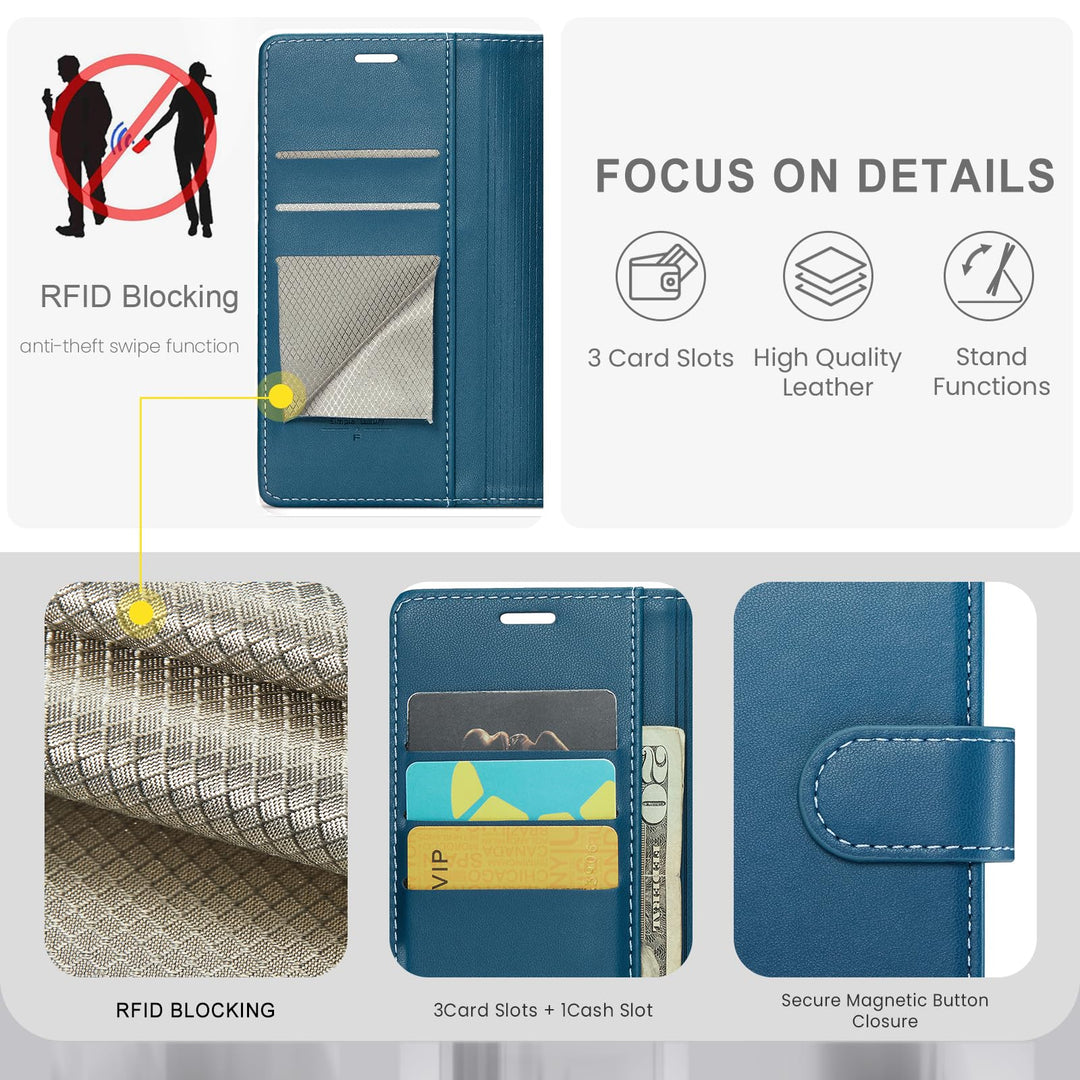 iPhone 16 Pro RFID Wallet Case - Purple Flip Cover