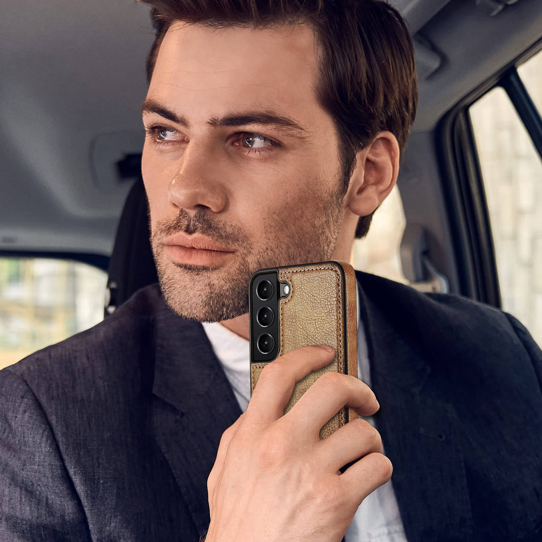 Galaxy S22 5G Leather Case - Luxury Business Design (Brown) - DOKUTRONIX