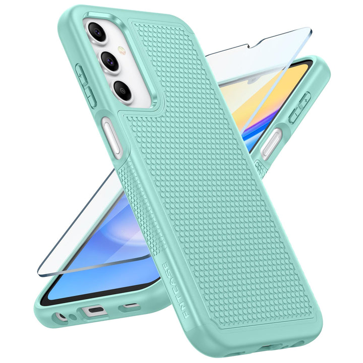 FNTCASE for Samsung Galaxy A14 5G Case: Dual Layer Protective Heavy Duty Cell Phone Cover Shockproof Rugged with Non Slip Textured Back - Military Protection Bumper Tough - 2023, 6.6inch (Matte Black) - DOKUTRONIX