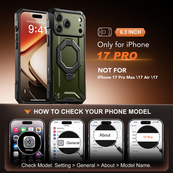 TONGATE 360° MagSafe Armor Case w/ Privacy & Camera Guard