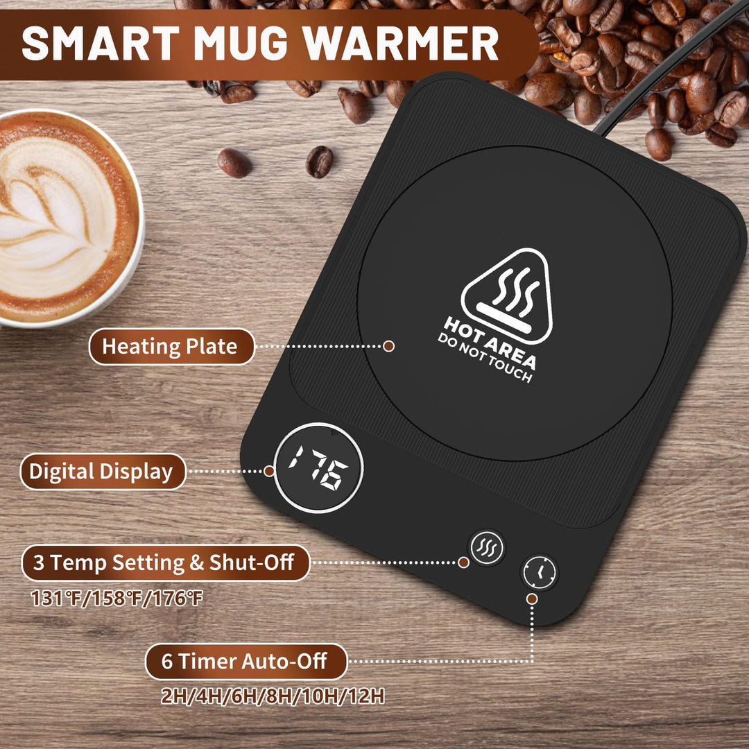 SmartDesk Mug Warmer Pro: 3-Temp, Timer & Auto Shut-Off