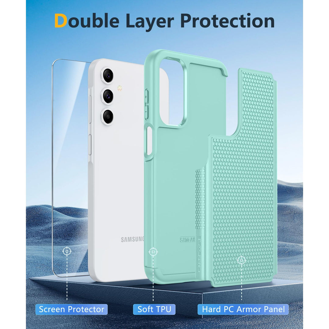 FNTCASE for Samsung Galaxy A14 5G Case: Dual Layer Protective Heavy Duty Cell Phone Cover Shockproof Rugged with Non Slip Textured Back - Military Protection Bumper Tough - 2023, 6.6inch (Matte Black) - DOKUTRONIX