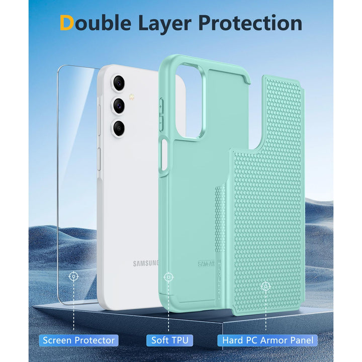 FNTCASE for Samsung Galaxy A14 5G Case: Dual Layer Protective Heavy Duty Cell Phone Cover Shockproof Rugged with Non Slip Textured Back - Military Protection Bumper Tough - 2023, 6.6inch (Matte Black) - DOKUTRONIX