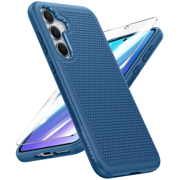 FNTCASE for Samsung Galaxy A14 5G Case: Dual Layer Protective Heavy Duty Cell Phone Cover Shockproof Rugged with Non Slip Textured Back - Military Protection Bumper Tough - 2023, 6.6inch (Matte Black) - DOKUTRONIX