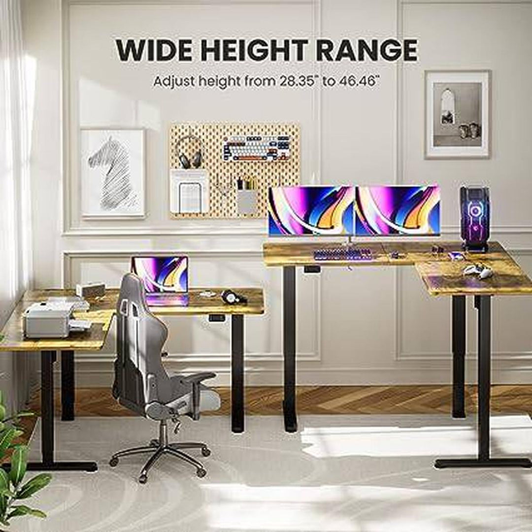 Vintage L-Shaped Sit-Stand Desk 63 Retro Chic - DOKUTRONIX