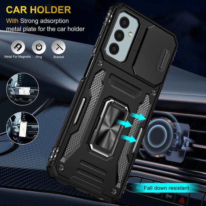 SunStory Phone Case for Samsung Galaxy A15 5G Case with HD Screen Protector & Slide Camera Cover & Rotated Ring Kickstand, [Military-Grade] Phone Case for Galaxy A15 5G (Red) - DOKUTRONIX