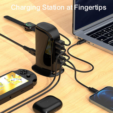 Upoy Type C Charger Fast Charging 5 Ports - Black